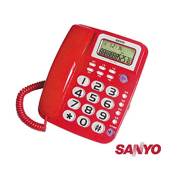 三洋 SANYO 來電超大鈴聲 免持撥號 顯示型 有線電話 TEL-991 三色可選紅色