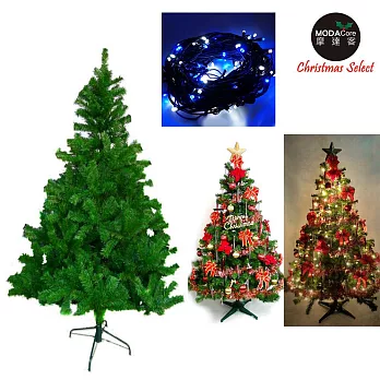 台灣製造 6呎 / 6尺(180cm)豪華版綠聖誕樹 (+飾品組)+100燈LED燈2串(附控制器跳機)-飾品紅金色系+藍白光YS-GT06301