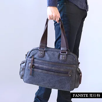 Fanste_梵仕特 帆布風尚 旅行休閒包-1676黑色