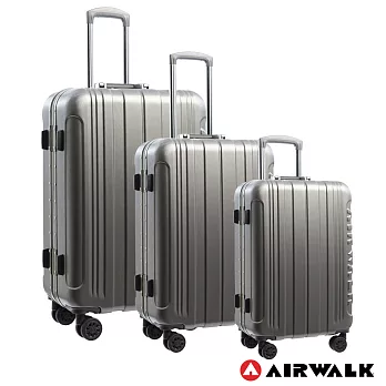 AIRWALK LUGGAGE - 金屬森林 木絲鋁框復古壓扣行李箱 20+24+28吋ABS+PC拉鍊行李箱兩件組 -碳鑽灰