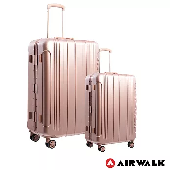 AIRWALK LUGGAGE - 金屬森林 木絲鋁框復古壓扣行李箱 20+28吋ABS+PC拉鍊行李箱兩件組 -玫銅金