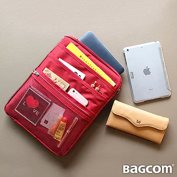 BAGCOM 多夾層好用袋(13’’ Laptop OK)-紅色