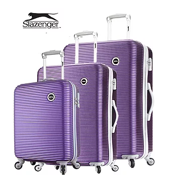 【Slazenger 史萊辛格】20+24+28吋 珠光橫條紋 行李箱/拉桿箱/登機箱 (薔薇紫)其他