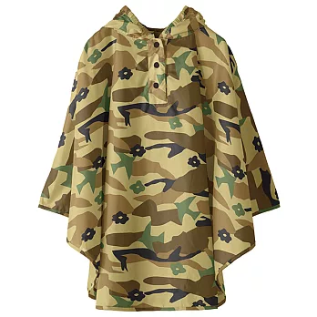 日本KIU 空氣感兒童雨衣/披風式/寶寶雨披/防水披肩/斗篷 附收納袋(100cm+)棕迷彩
