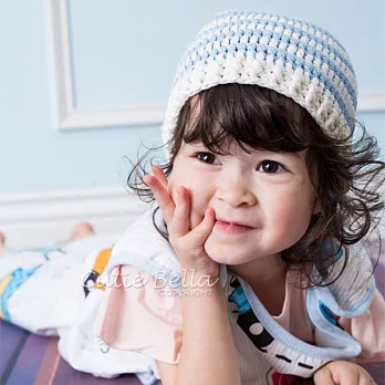 Cutie Bella手工編織帽Stripe-CreamBlue