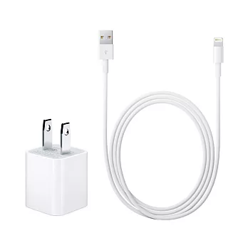 Apple iPhone/iPad 5W USB 旅行充電器+iPhone7 Lightning 對 USB 連接線組(1公尺-台灣電檢)單色