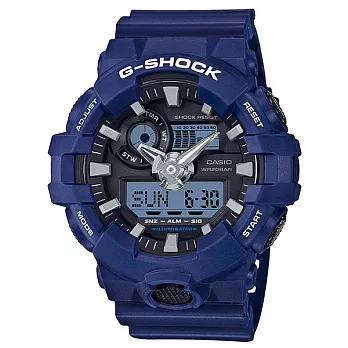 【CASIO】G-Shock 強悍粗曠雙顯電子錶(藍 GA-700-2A)