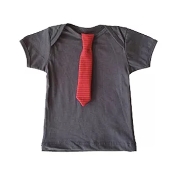 加拿大Electrik Kidz 鐵灰素色T恤with紅色小領帶6-12M