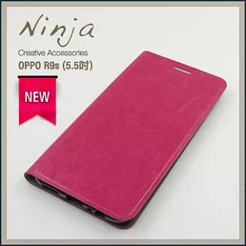 【東京御用Ninja】OPPO R9s (5.5吋)經典瘋馬紋保護皮套（桃紅色）