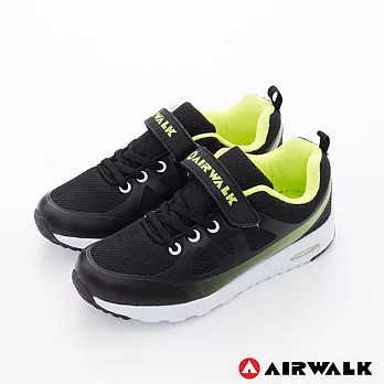 美國AIRWALK(男)- 大角鯊 輕量氣墊方便黏扣兒童運動鞋-綠黑19綠黑