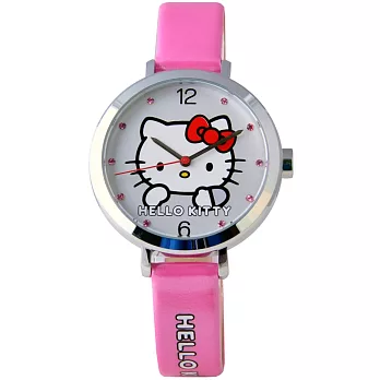 【HELLO KITTY】凱蒂貓羞澀模樣時尚手錶 (粉紅 KT023LWWP-1)