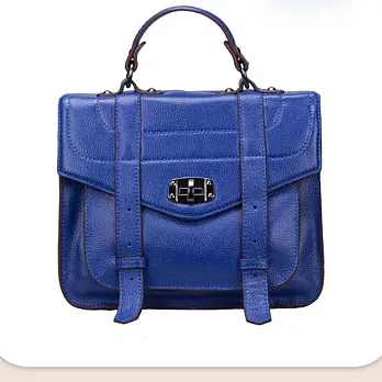 預購【O-ni O-ni】真皮新款郵差手提包女士豎款方型側肩包HLY-8631(5色可選)藍色