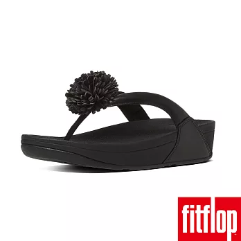 【FitFlop TM】FLOWERBALL LEATHER TOE-POSTUS5黑色