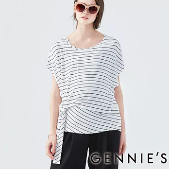 【Gennies專櫃】Gennies系列-側邊綁帶條紋上衣
