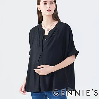【Gennies專櫃】Gennies系列-無領式寬版短袖襯衫