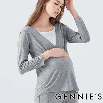 【Gennies專櫃】Gennies系列-氣質胸口蕾絲上衣M深灰