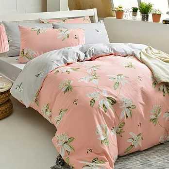 英國Abelia《粉漾花庭》加大純棉四件式被套床包組