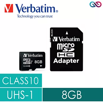 Verbatim威寶 microSDHC CLASS10 UHS-1高速記憶卡(含轉卡)-8GB
