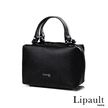法國時尚Lipault 優雅皮革方形保齡球包XS(耀岩黑)