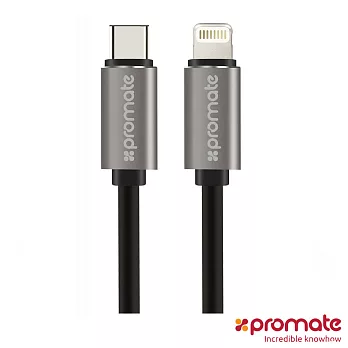 Promate USB Type C to Apple lightning 傳輸線(1.2M/黑) 黑