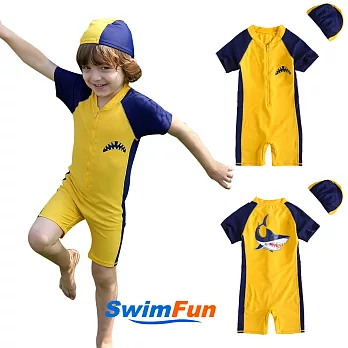 【Swim Fun】兒童泳衣連身黃鯊魚泳裝#3