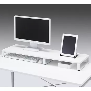 SANWA加長型螢幕置物桌上架/深30cm 白色