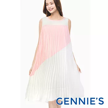 【Gennies專櫃】Gennies系列-皺褶雪紡飄逸洋裝-粉色