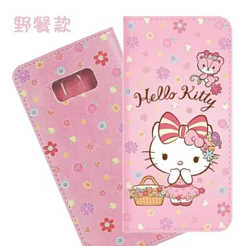 【Hello Kitty】Samsung Galaxy S8+ / S8 Plus (6.2吋) 戀愛系列彩繪可站立皮套(野餐款)