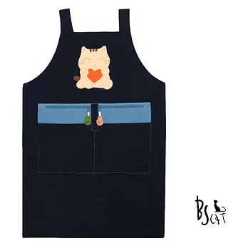 ABS貝斯貓 貓眯拼手工日韓系防潑水圍裙工作服 88-219藍