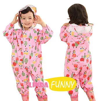 【Linda Funny】滿圖造型連身式兒童雨衣_公主S