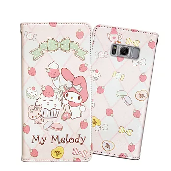 三麗鷗授權 My Melody美樂蒂 三星 Samsung Galaxy S8+ / S8 Plus 甜心彩繪磁扣皮套(草莓甜點)