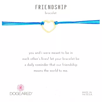 DogearedFriendship 金色愛心手鍊 經典墜 亮藍X寶藍 防水繩衝浪手鍊