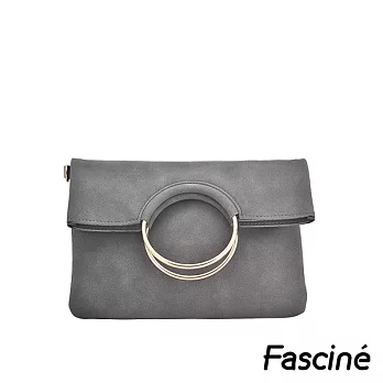 Fascine 仿麂皮三用金屬環手拿包/斜側包/子母包 [W7055-98]灰