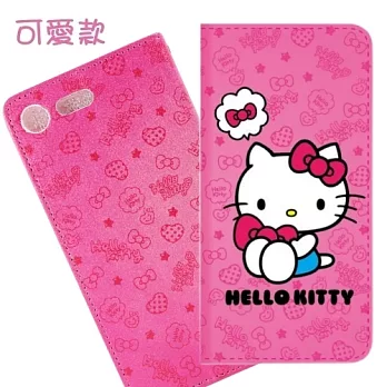 【Hello Kitty】SONY Xperia XZ Premium (5.5吋) 戀愛系列彩繪可站立皮套(可愛款)