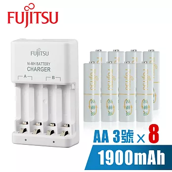 Fujitsu低自放鎳氫充電池組(充電器+低自放電池1900mAh 3號8入)