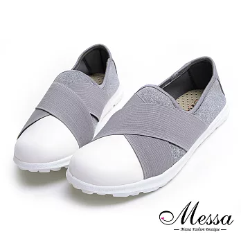 【Messa米莎專櫃女鞋】MIT舒適個性雙彈力帶平底休閒鞋 -灰色EU38灰色