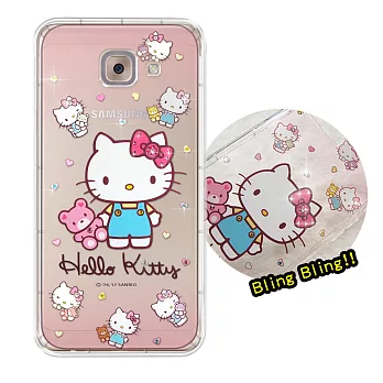 三麗鷗授權 Hello Kitty Samsung Galaxy J7 Max 夢幻童話 彩鑽氣墊保護殼(愛戀小熊)