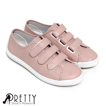 【Pretty】百搭款三帶魔鬼氈休閒鞋JP23.5粉紅色