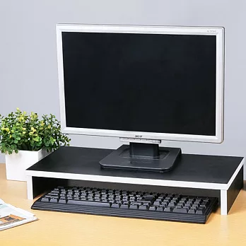 Homelike 簡樸木製桌上螢幕架-黑色