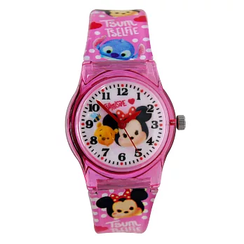 Disney 迪士尼 可愛Tsum Tsum系列歡樂角色矽膠錶- 粉色