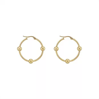 Snatch 鐵球小結圈圈耳環 - 玫瑰金 / Triple iron ball Steel Earrings - rose gold