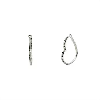 Snatch 4cm愛心女孩排鑽圈圈耳環 - 銀 / 4cm Heart Diamonds Hoop Earrings - Silver