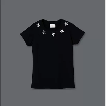 【U】LOUIS LIN & AN - Star Embroidered Fashion Top 星星刺繡上衣(二色可選)S - 黑色