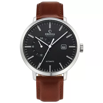 OBAKU 單眼羅伯機械皮帶腕錶-V210GTCBRN