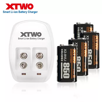 XTWO 高容量850型 9V 鋰電充電組(附4顆電池)