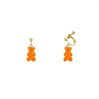 Snatch 小熊軟糖QQ手作耳夾 - 橘子口味熊 / Snatch QQ Gummy Bear Handmade Ear Clips - Orange