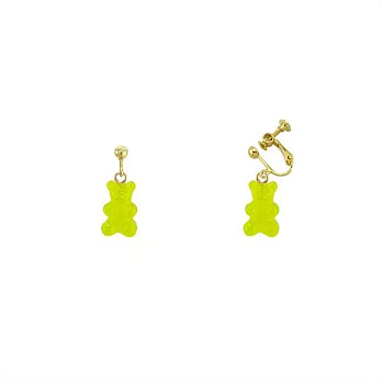 Snatch 小熊軟糖QQ手作耳夾 - 萊姆口味熊 / Snatch QQ Gummy Bear Handmade Ear Clips - Lime Green