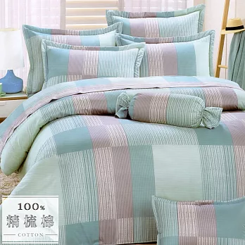 【幸福晨光】台灣製100%精梳棉雙人六件式床罩組-月光森林