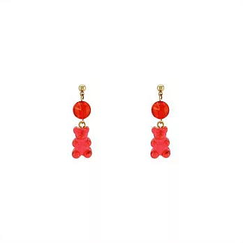 Snatch 小熊滾球球手作耳環 - 櫻桃口味熊 / Snatch QQ Gummy Bear Plays the Ball Handmade Earrings - Ch