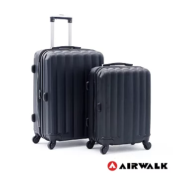 AIRWALK LUGGAGE - 海岸線系列 BoBo經濟款ABS硬殼拉鍊 20+24吋兩件組行李箱 - 黑水黑